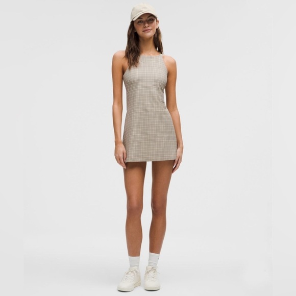 lululemon athletica Dresses & Skirts - 🆕🤎 Lululemon Align High Neck Dress - Glow Grid Light Ivory Multi